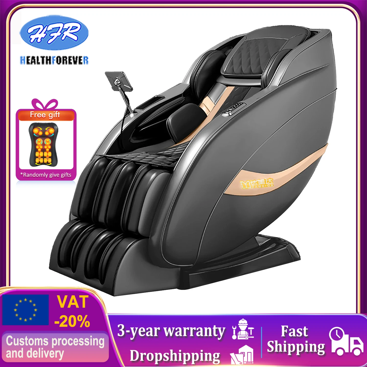 

massage chair full body zero gravity Dual-core 4D SL-Track Airbag foot roller AI Voice Control Heating Bluetooth 3 year warranty