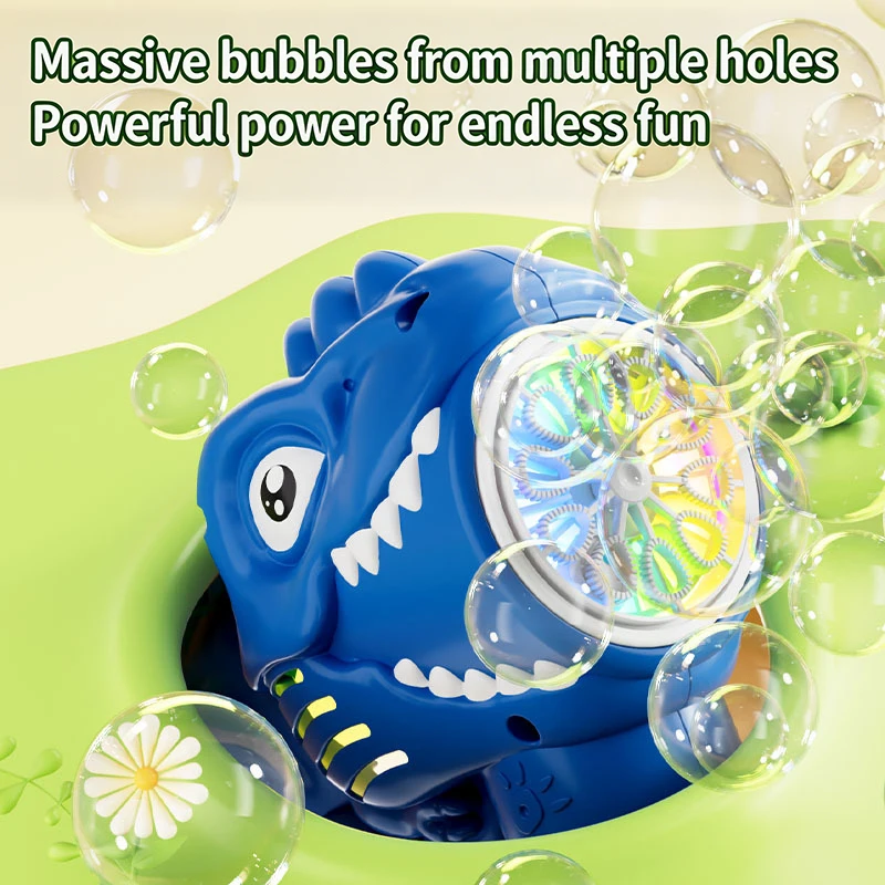 Dinosaur Bubble Gun Animals Shape Soap Bubble Blower Maker with Light Bubble Machine Outdoor Toys for Boys Girls Birthday Gift