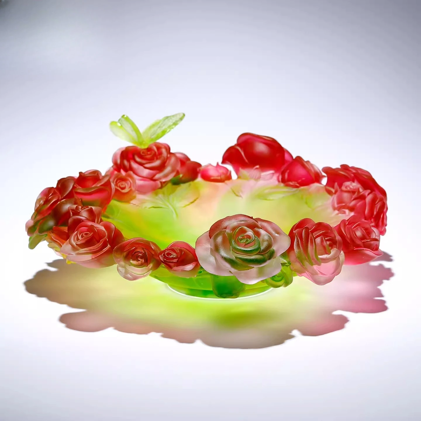 Glazed rose fruit plate ornament art fruit plate home furnishing living room decoration creative