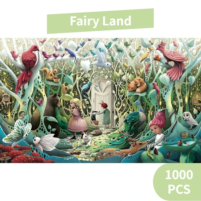 75*50cm Paper Jigsaw Puzzle 1000PCS Fairy Land Cartoon Adults Stress Relief Children Educational Entertainment Toys Christmas