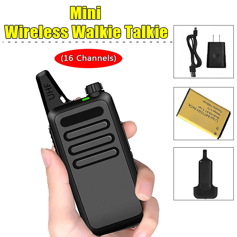 

Wireless Walkie Talkie Long Range 16 Storage Channels Portable Mini High-Power Intercom Rechargeable for Hotel Restaurant