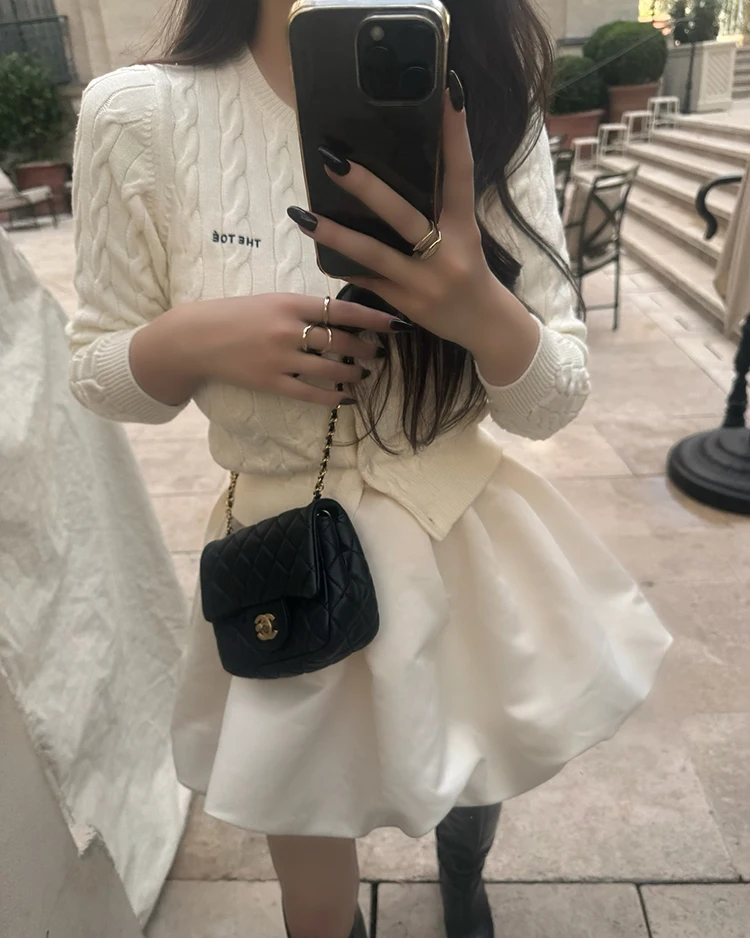Lautaro Spring Summer Sweet Cute Soft Shiny Satin Mini Bud Skirt Women with Shorts High Waist Short Luxury Designer Clothes