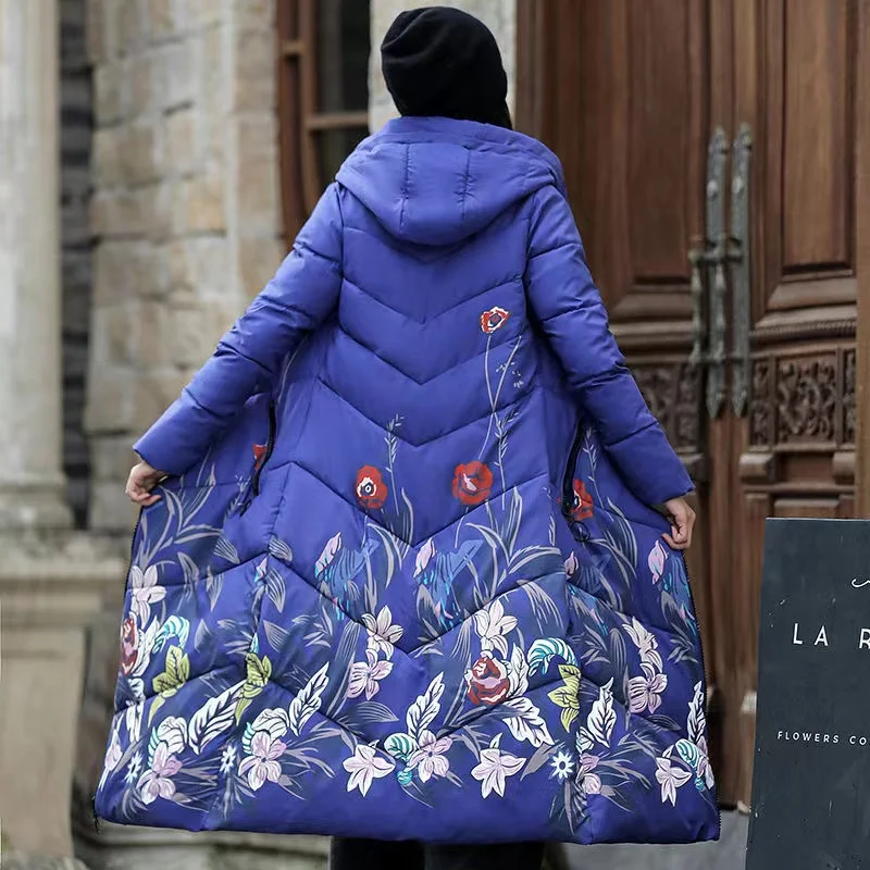 Chaqueta coreana larga con capucha para mujer, Parkas gruesas y cálidas, Abrigo acolchado holgado, ropa de nieve, invierno, 2024