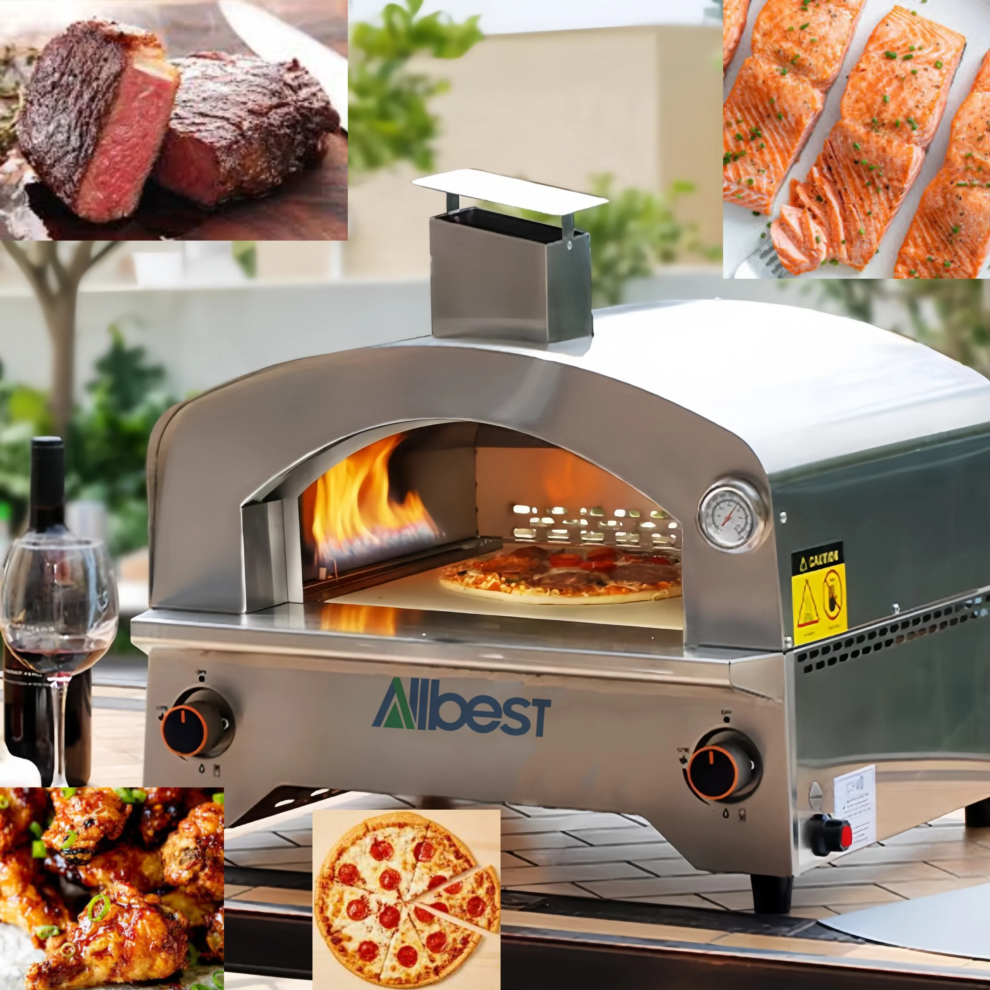 Gas Pizza Oven BBQ Barbecue Grill Meat Smoker Gas Outdoor Portable RV Boat Camping Kitchen Built-in Ovens For Indoor