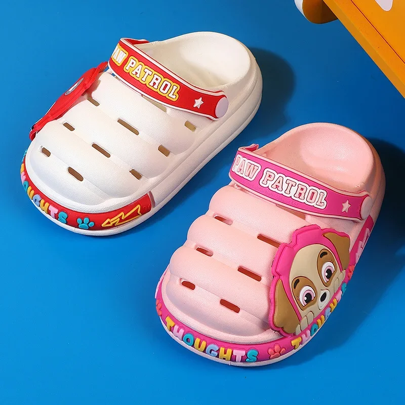 Paw Patrol-zapatillas de baño antideslizantes para niños y niñas, zapatos de playa con agujeros, dibujos animados, Skye, Chase, Rubble, regalo