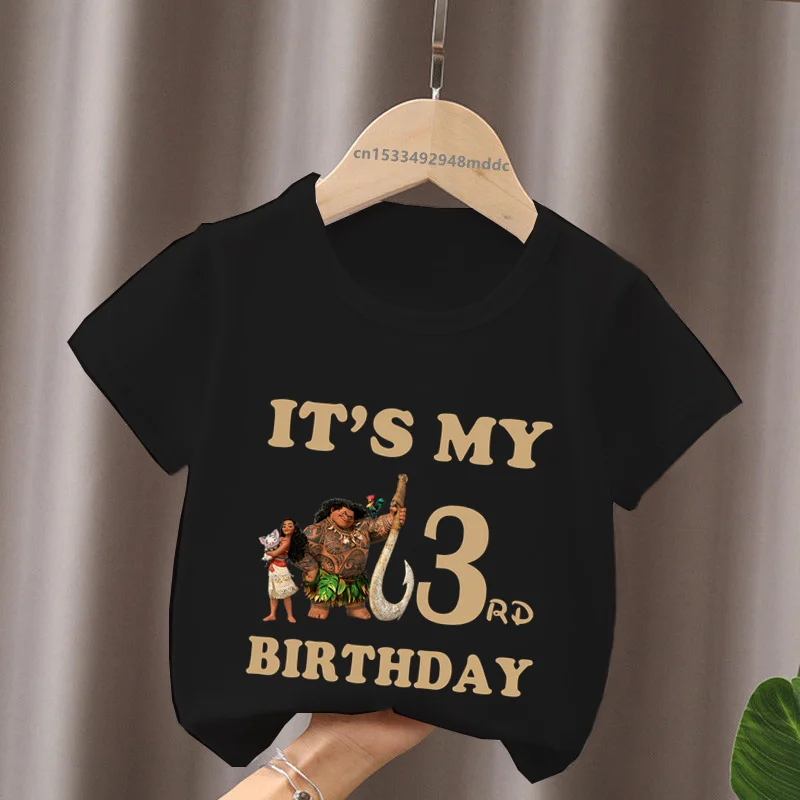 It\'s My 1 2 3 4 5 6 7 8 9 Years Birthday Boys Girls T shirt Moana Ocean Romance Princess Cartoon Kids Clothes Baby T-Shirts