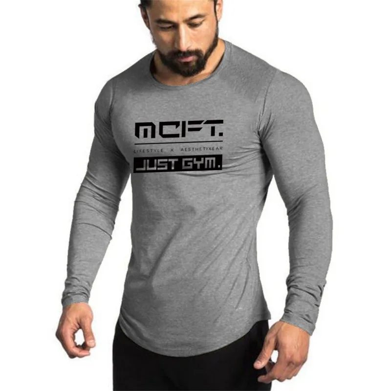 Muscle Guys Fitness cotone manica lunga Sport t-Shirt palestra Running Bodybuilding Training abbigliamento sportivo autunno inverno camicia