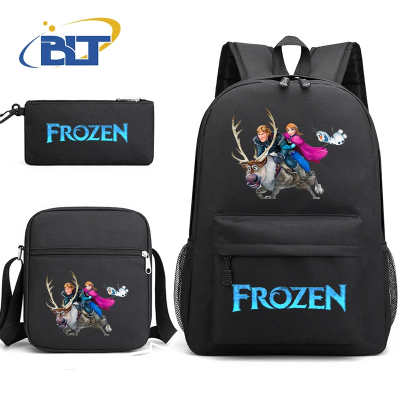 MINISO Frozen printed student school bag set children's pencil case backpack shoulder bag three-piece set