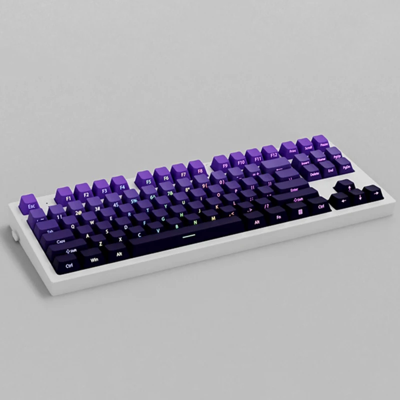 Gradient Purple Double Shot PBT Keycaps OEM Profile Side Print RGB Backlit Keycap 135 Key for Cherry MX Switches Gaming Keyboard