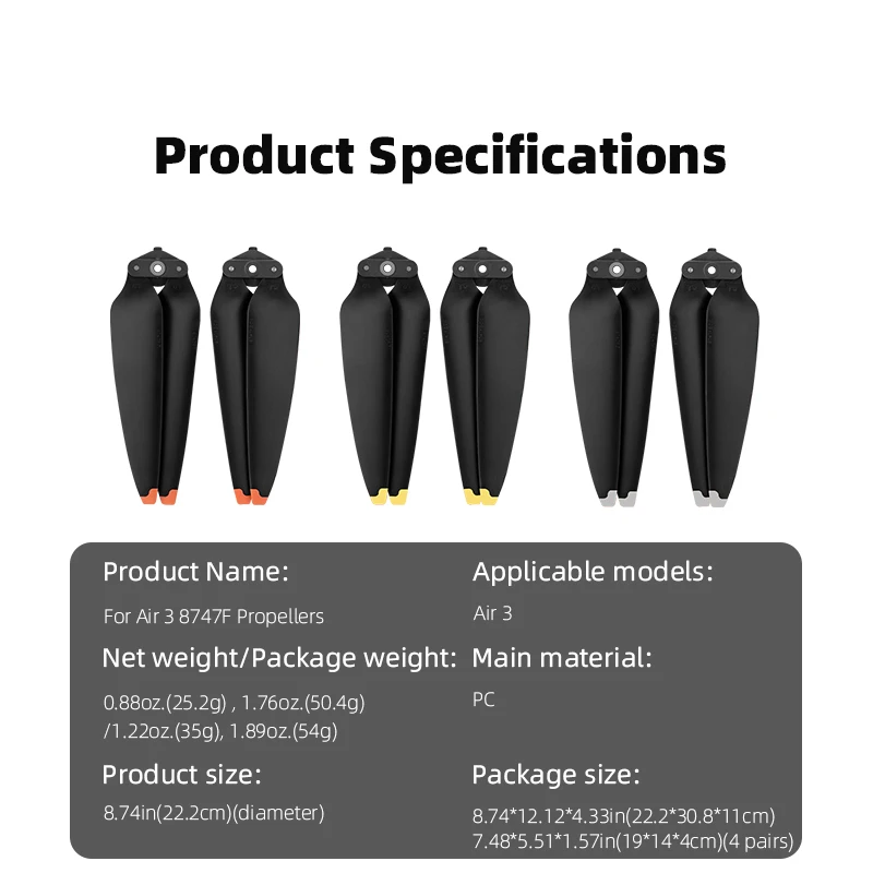 8747F المروحة الدعائم شفرة لاستبدال DJI الهواء 3 الطائرة بدون طيار الإفراج السريع الجناح المشجعين قطع غيار للهواء 3 الملحقات