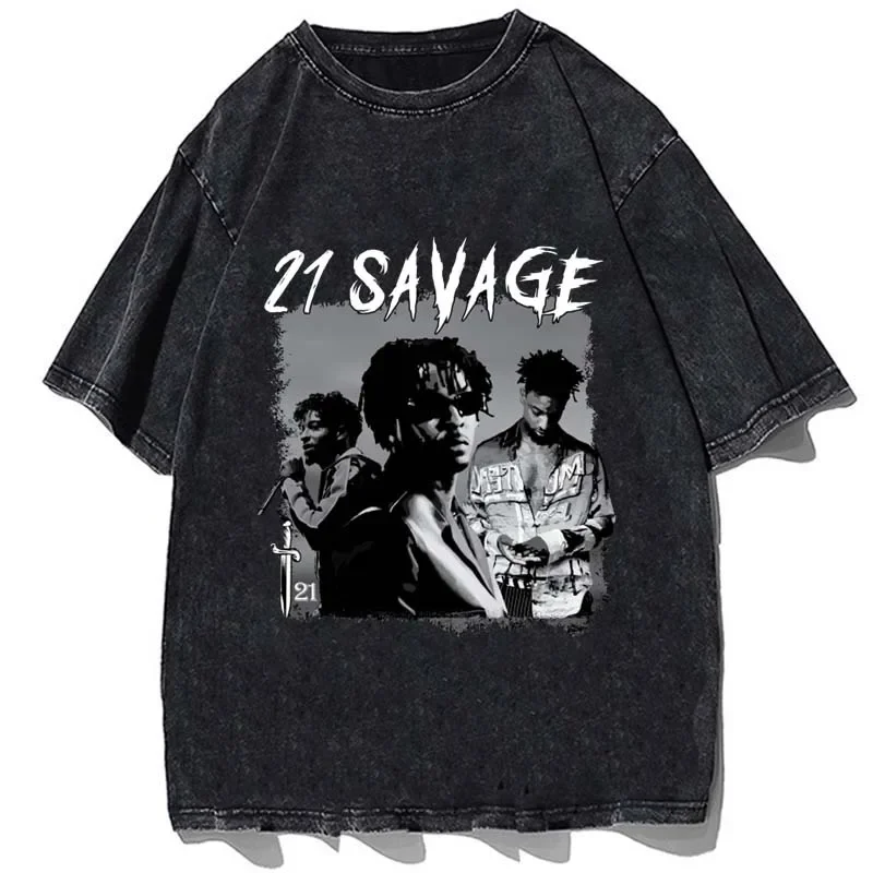 Hip Hop 21 Savage T-Shirt Hypebeast Male Brand Teeshirt Men Summer Cotton Vintage Rapper Tshirt Short Sleeves Oversized Tees