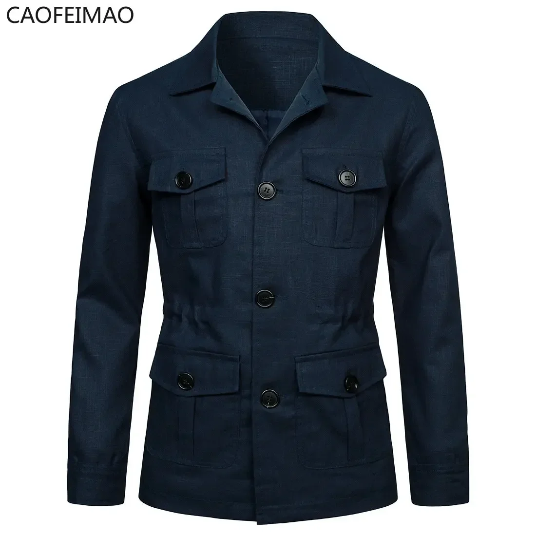 Cotton Linen Cargo Jackets Men 2023 New Multi Pockets Outdoor Jacket Coat Spring Fashion Causal Streetwear Work Jacket Outwear