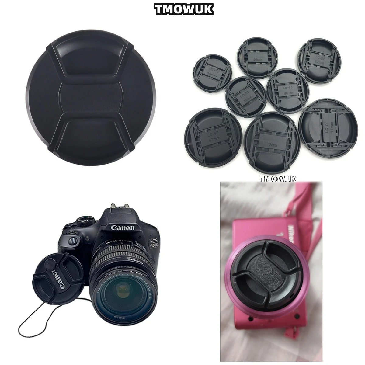 

For Panasonic S5K G100M G100K GH7 GH8 GX900 ZS80 DMC-FZ18 DMC-FZ28 Camera Lens Cap Protective Cover Center Pinch Snap-on 49mm 52