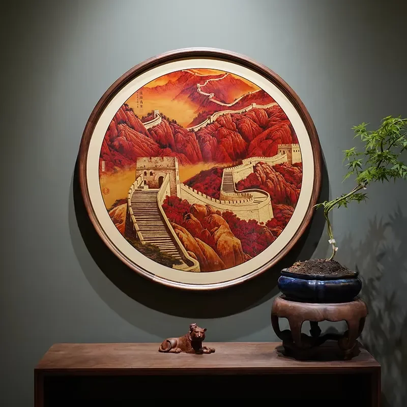 Movable Brass Metal Handicraft Painting Hongyun Handmade Chinese Art Wall Hanging Customizable for Entrance Hall Living Room