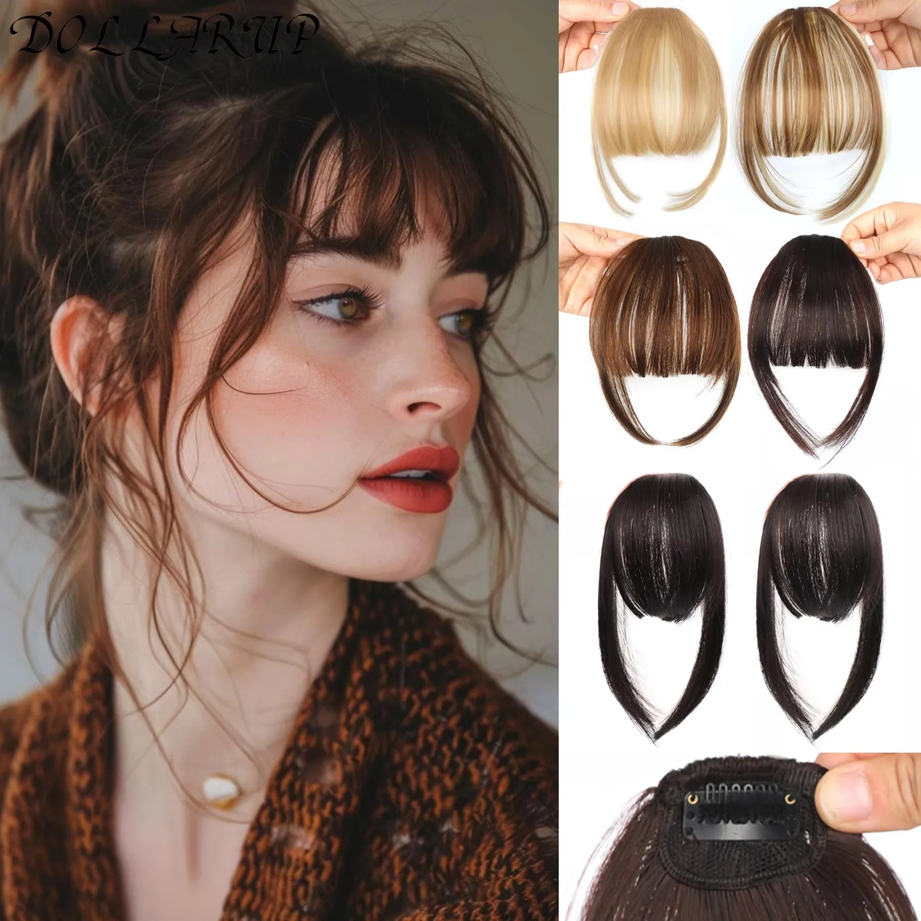 

JKL Synthetic Air Bangs Hair Clip-In Extension Front Fringes Hair pieces Air Bangs Fiber Hair Accessorie Invisible Natural