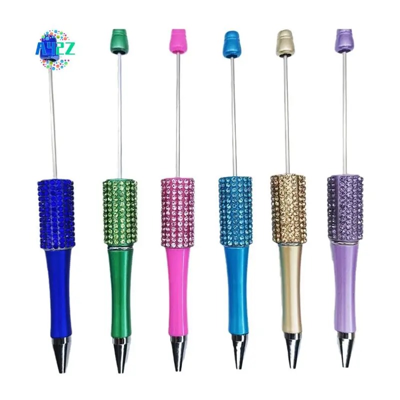 

A42Z-12Pcs Diamond Beaded Pen DIY Colorful Beadable Ballpoint Pens Student Stationery Pens For Writing School Office Supplies
