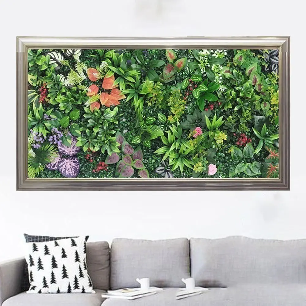 DIY Artificial Plant Wall Panel Flower UV Protection Artificial Eucalyptus Carpet Durable Lifelike Fake Green Grass Mat