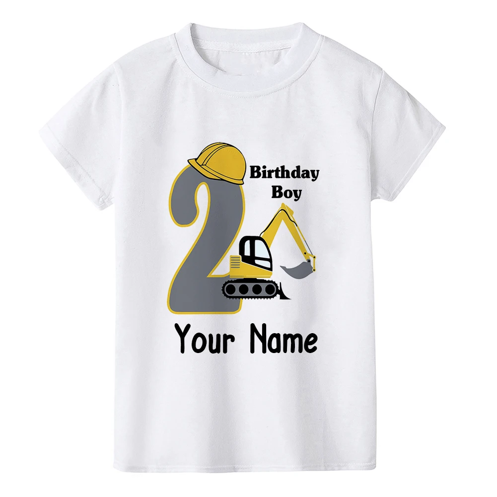 Construction Truck Birthday Boy Shirt Number 1 2 3 4 5 6 7 8 Graphic Kids Clothes Excavator Birthday Party Wear Shirt Gift