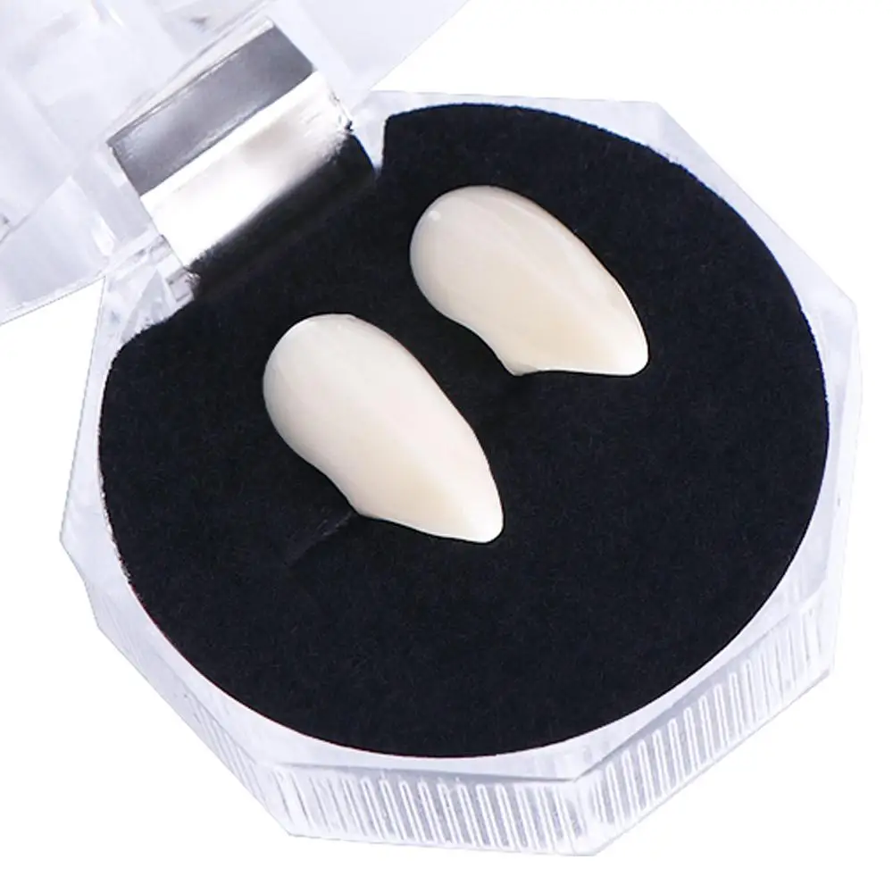 Canine Fake Tooth Props Devil Fangs Dentures Teeth Cosplay Party Props Halloween Fangs Fangs Toys 2pcs Teeth Safe Resin Fangs