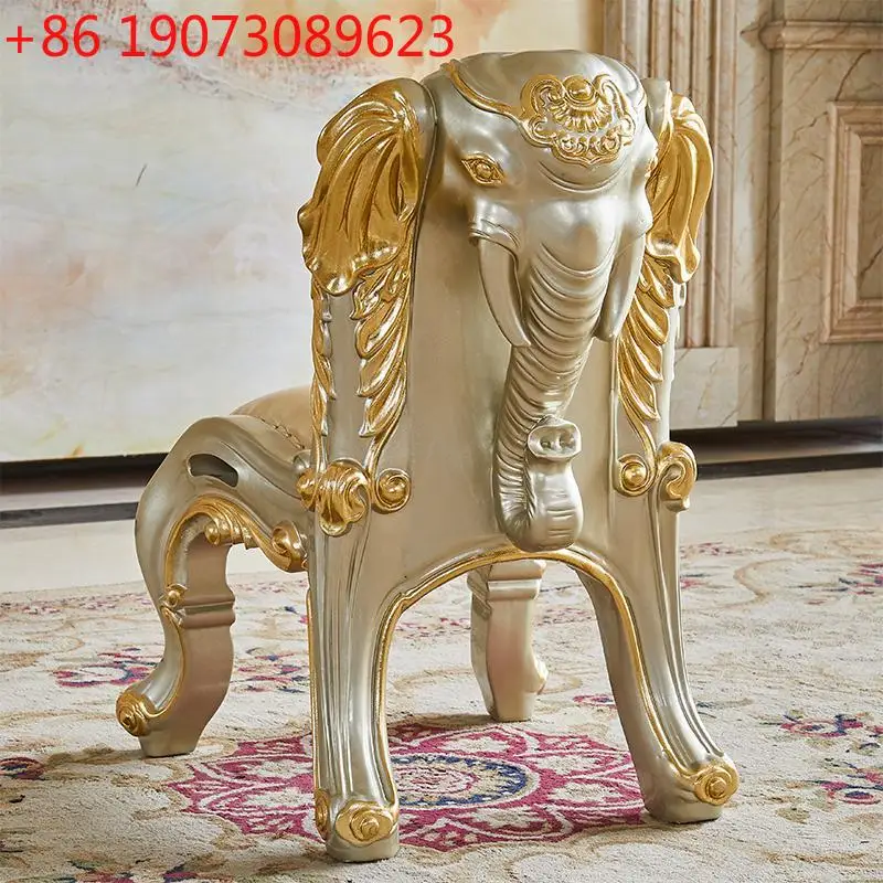 

Европейский детский стул, американская вилла, детское кресло для отдыха из цельного дерева со слоном и резной кожей