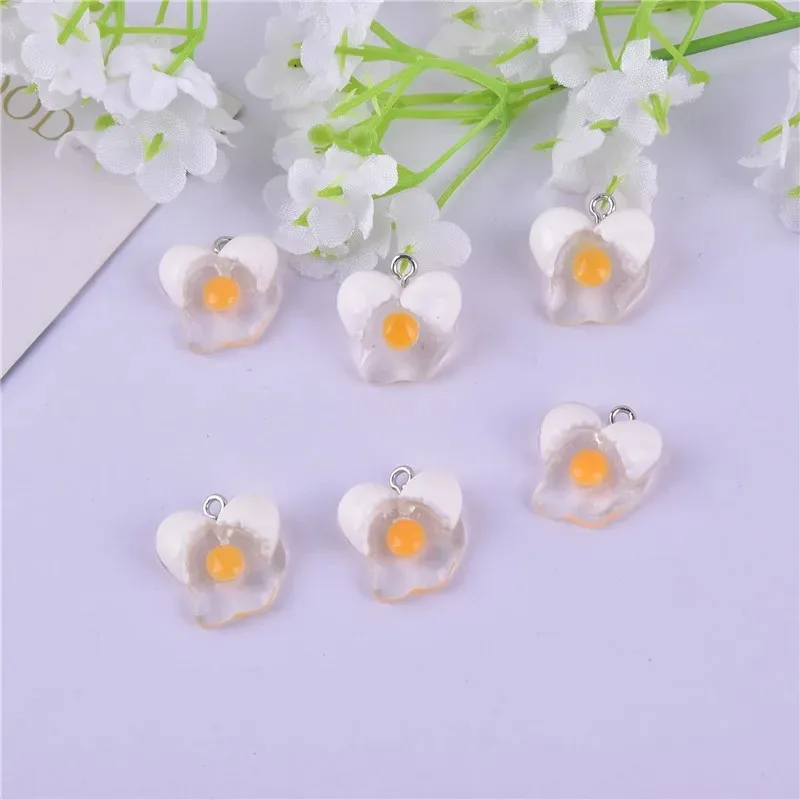 10pcs/pack Cute Mini Fired Egg Food Resin Charms for DIY Earring Jewelry Making