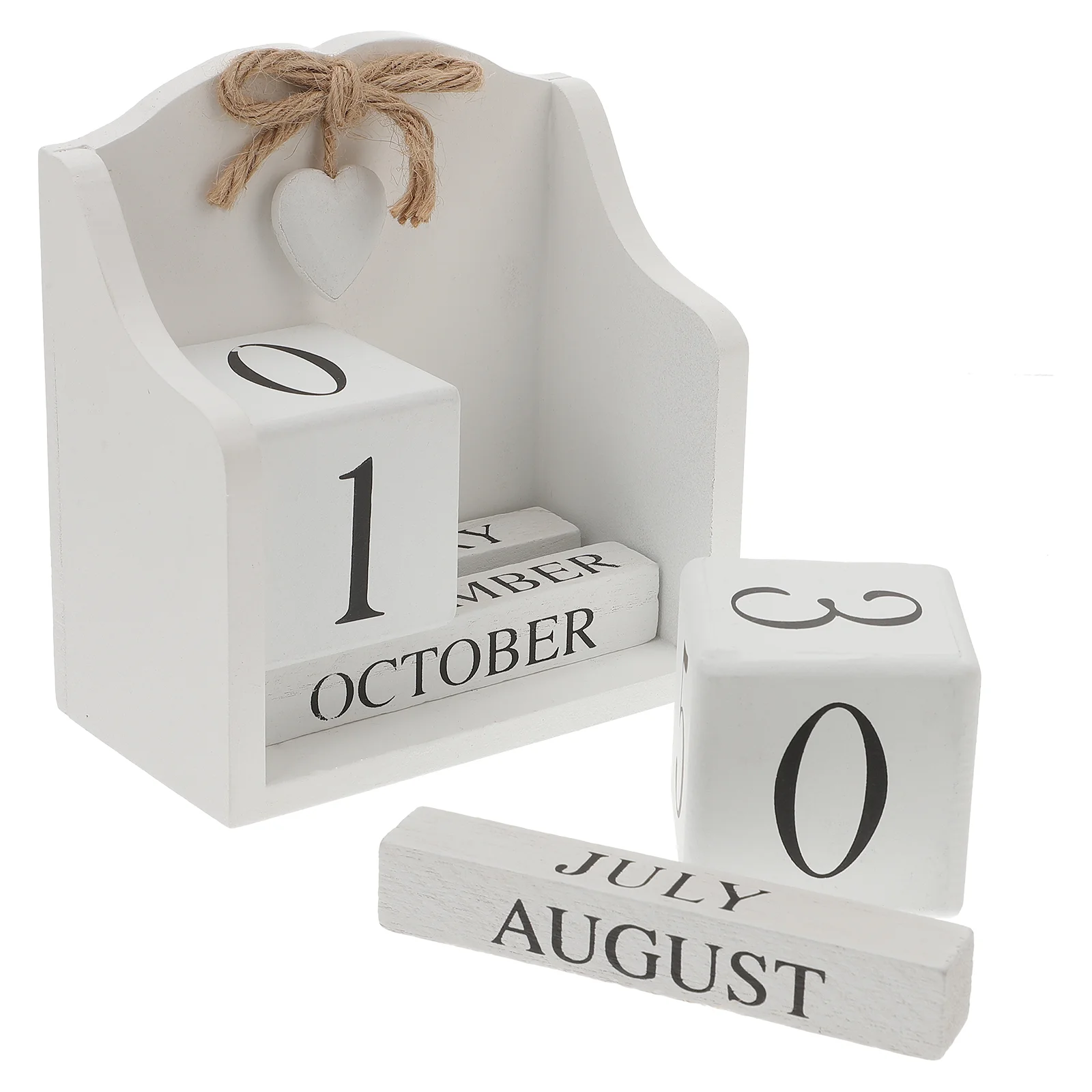 Calendar Photography Prop Vintage Decor Wooden Toy Daily Weekly Blocks Perpetual Child