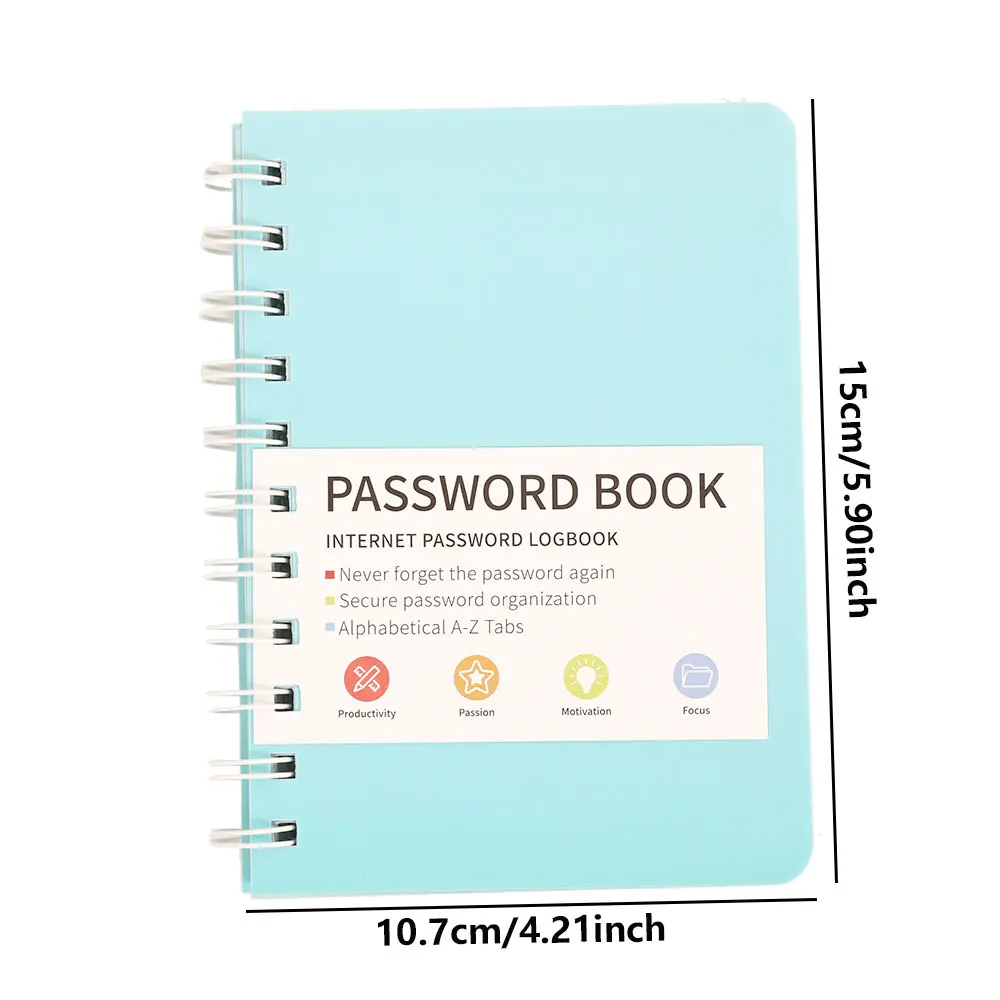 65 sheets Simple PVC Hardcover Coil Password Book Advanced Address Password Manager With Label Stickers For Home School Office