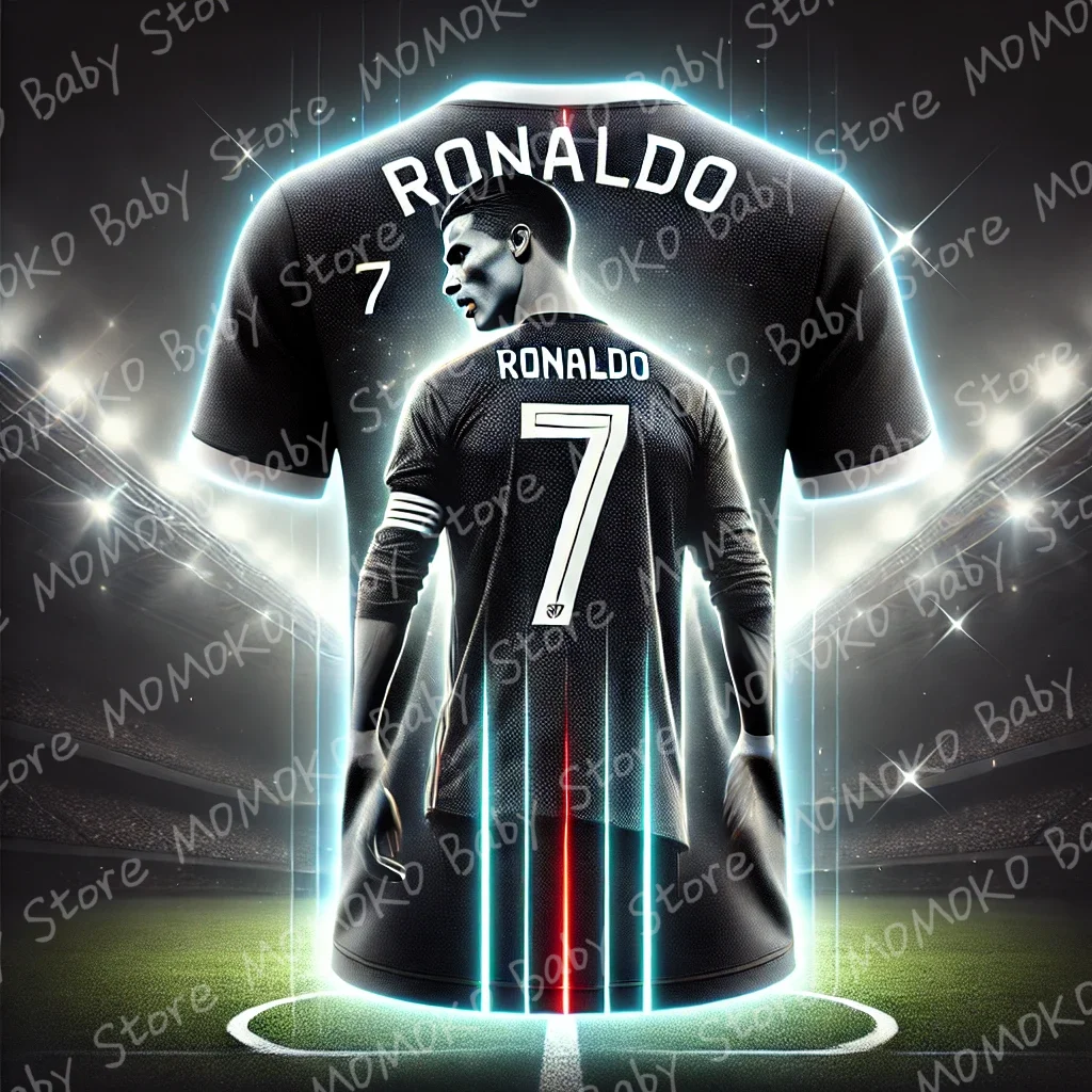 New Summer Children Football Jerseys Fashion Footall Star Ronaldo Print Jersey Kids Adults Casual Sports Tees Outdoor Sportswear