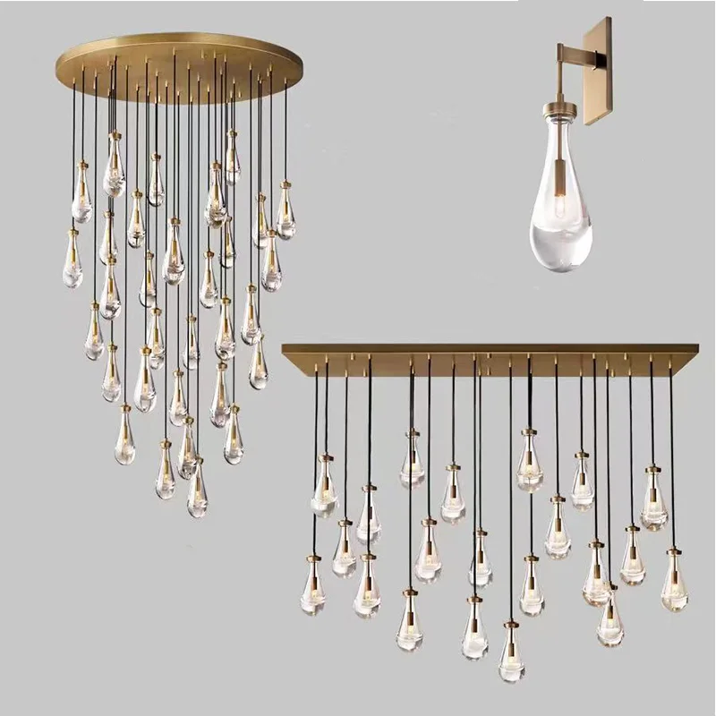 

Designer light luxury glass ceiling chandelier, dimmable, suitable for stairwells, living room interior lighting, lustre