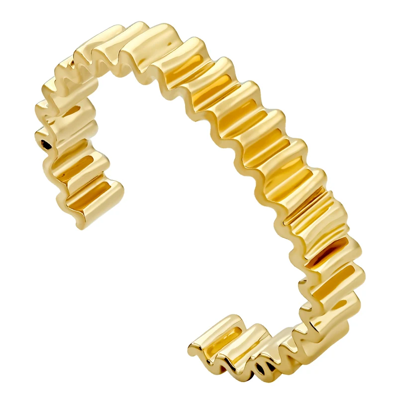 VAROLE Flowing Ribbon Cuff Bangle For Women's Pulseras PVD 18K Gold Plated Bracelet Cool Stylish Jewelry