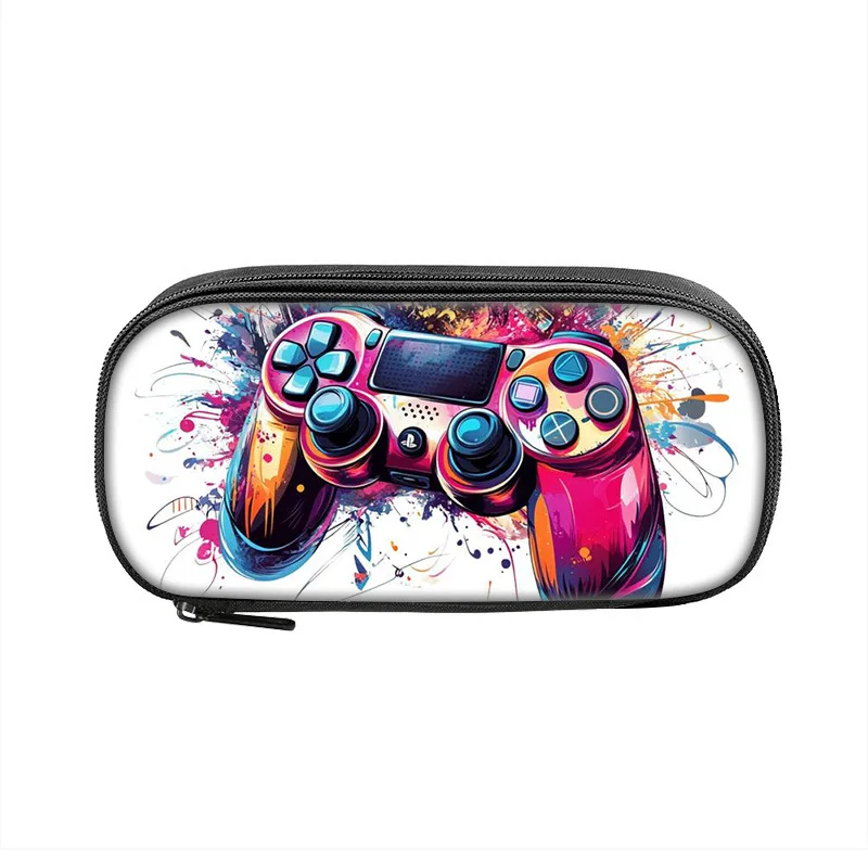 New game console printed pencil case hot selling cartoon cute primary and secondary school pencil stationery bag