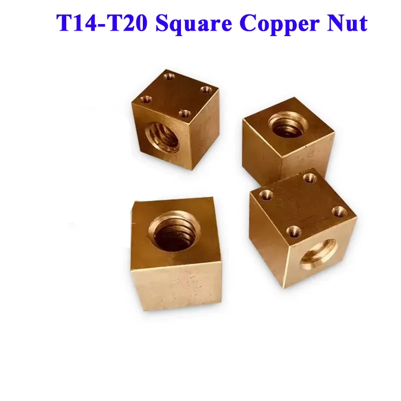 1PCS T14 T16 T18 T20 Brass Square Nut lead 3/4mm Trapezoidal Lead Screw Rod Thread Screw Square Copper Nut for 3D printer