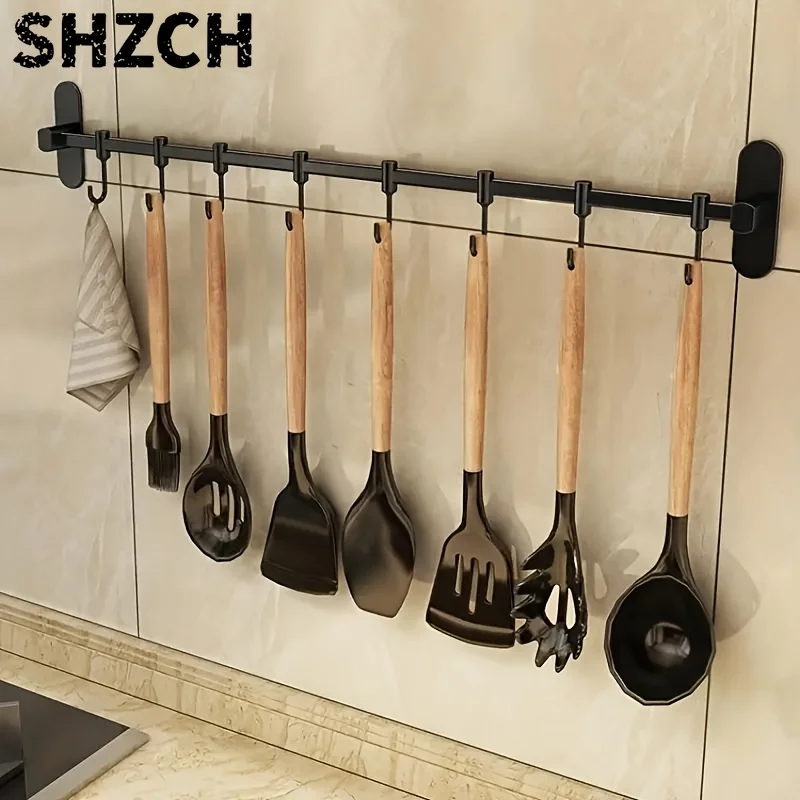 Kitchen Equipment Storage Racks, Such As Pot Lids and Shovels, Wall-mounted Hooks, Multi-function Storage Racks。