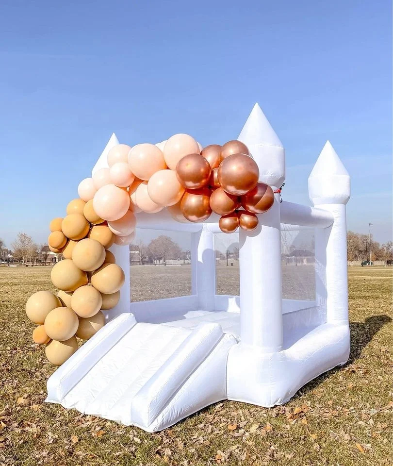 

Oxford Indoor Moonwalk Bouncer Mini Toddler Inflatable Bouncy Castle 6ft White Bounce House Jumper for Kids Party