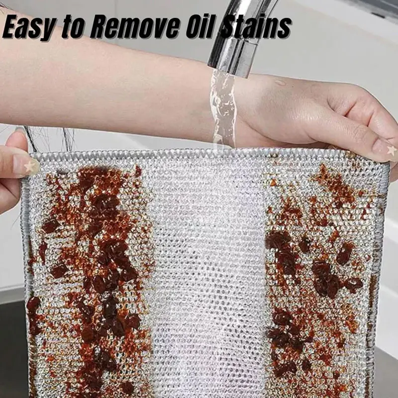 

Multipurpose Wire Cleaning Cloths Kitchen Dishwashing Cloths Non -stick Oil Iron Dishrag Kitchen Pan Pot Dishes Cloths Rags