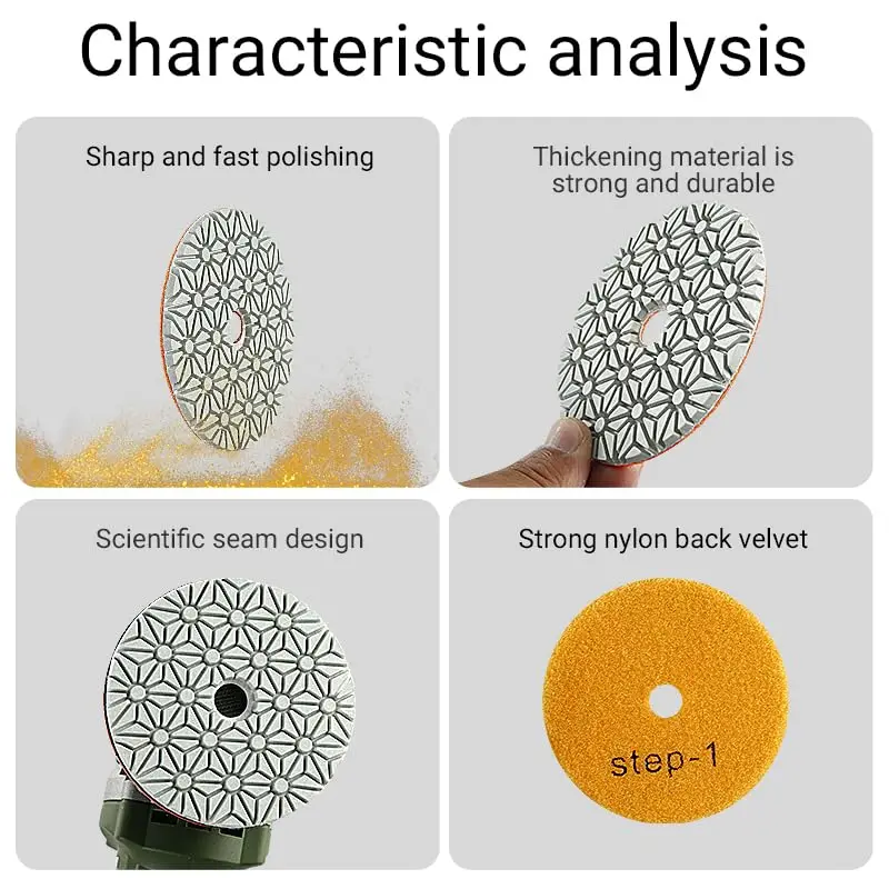 3 Step Diamond Polishing Pads 100mm(4