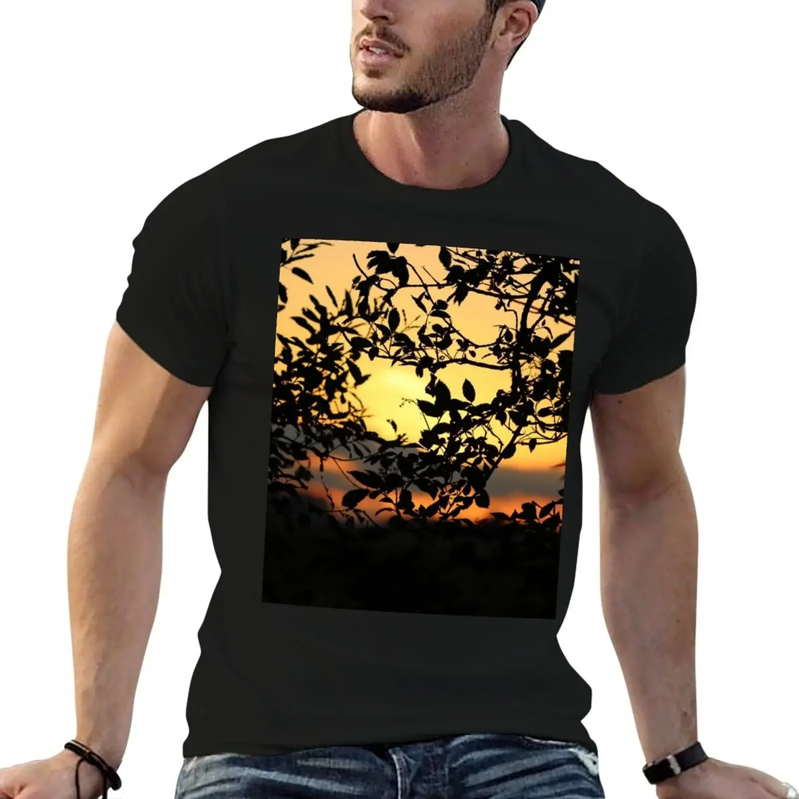 

Sunset Silhouette T-Shirt Blouse blue lock funny shirt cotton t shirt men