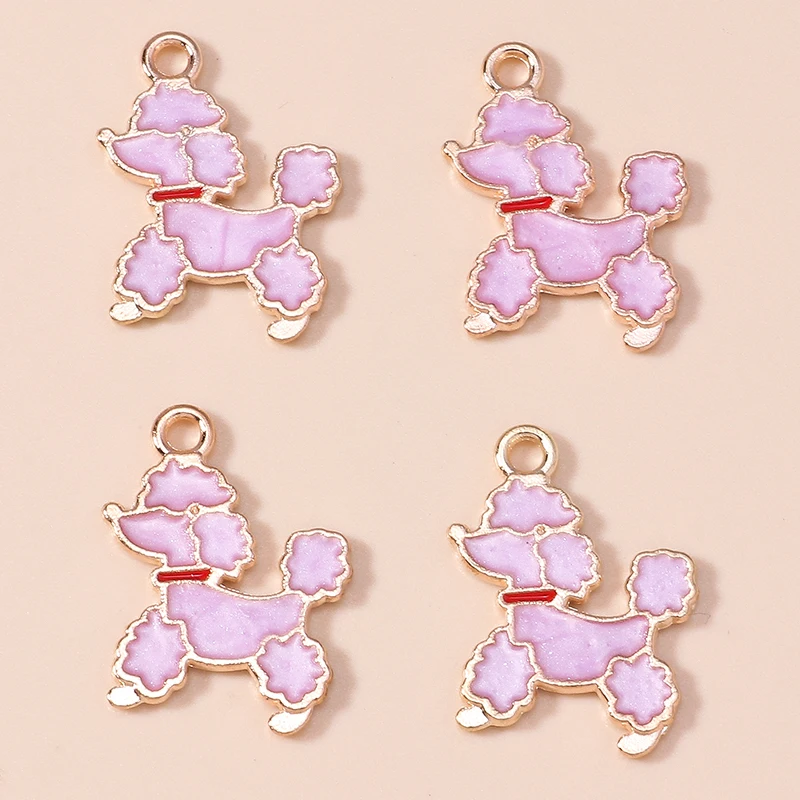 10pcs 15*20mm Cute Enamel Animal Pets Poodle Dog Charms for Earrings Necklaces DIY Handmade Jewelry Accessories