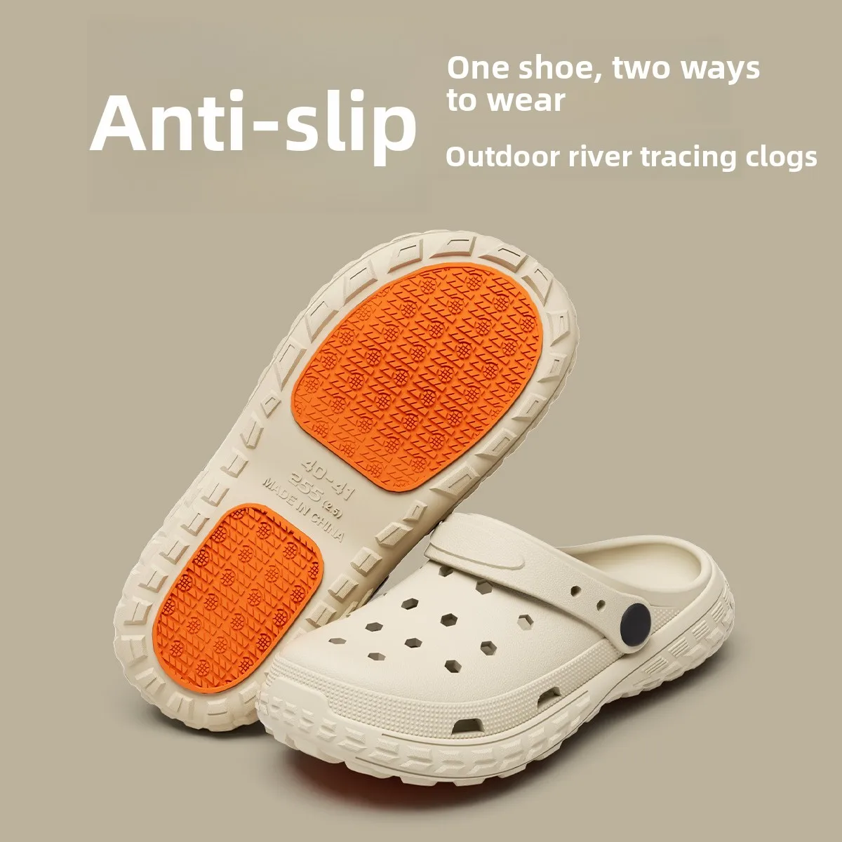 Solid Color EVA Clogs 3CM Lightweight Non-slip Closed Toe Slide Sandals Under 400g