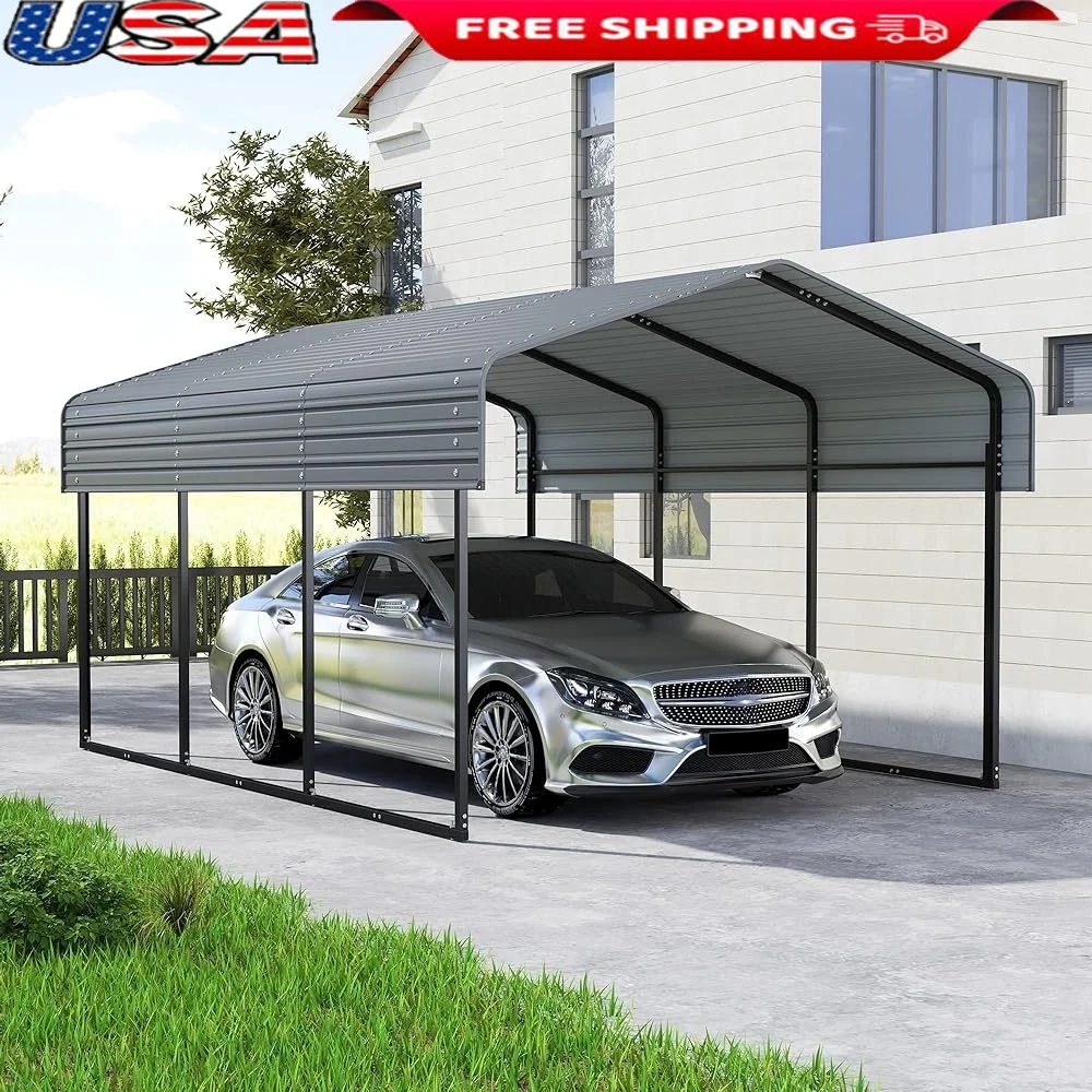 

10x15 FT Metal Carport Canopy Heavy Duty Outdoor Garage Waterproof Shelter Cars Trucks Boats