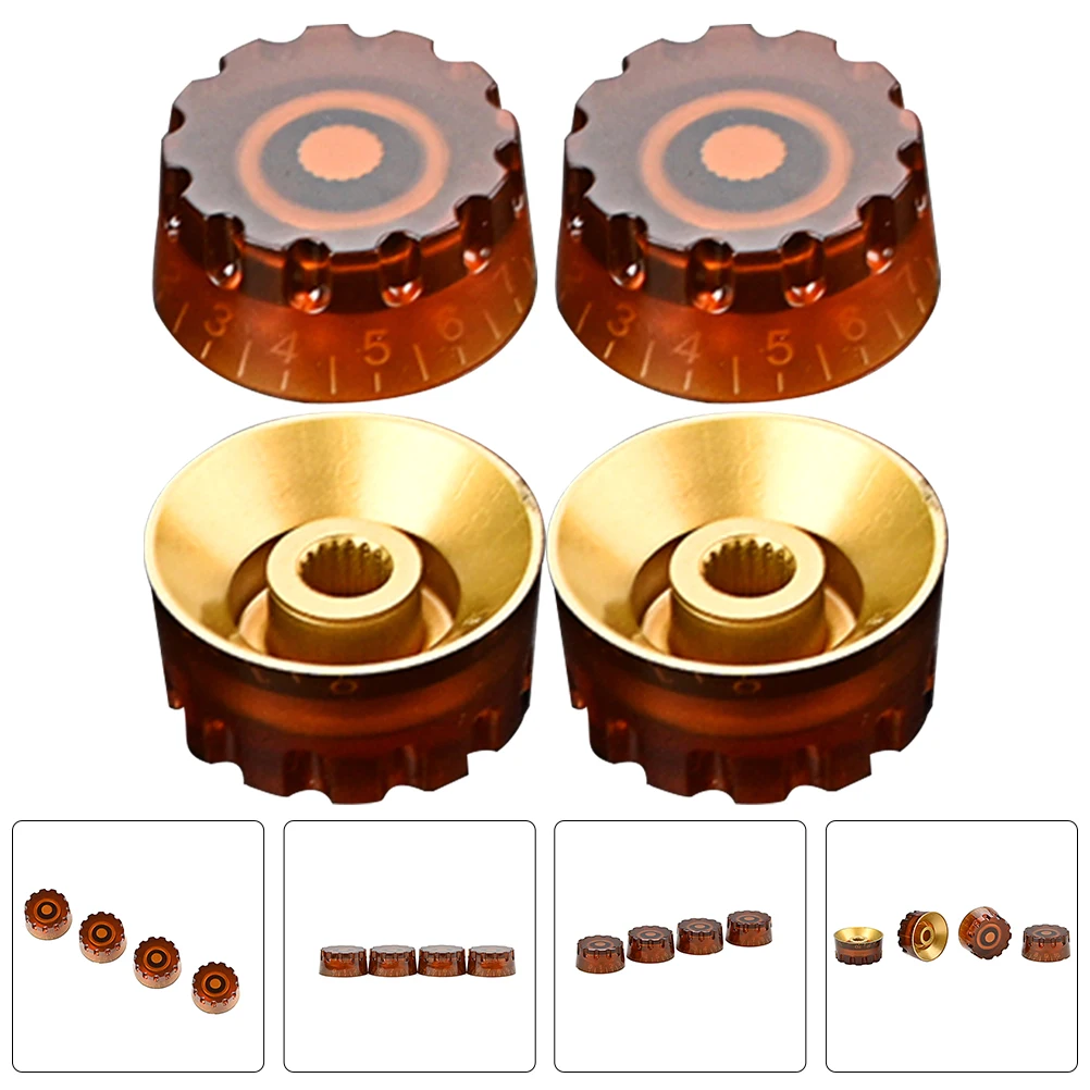 

4pcs Guitar Volume Knobs Electric Bass Potentiometer Control Durable Easy Install Adjustable Scale Creative Accessory For