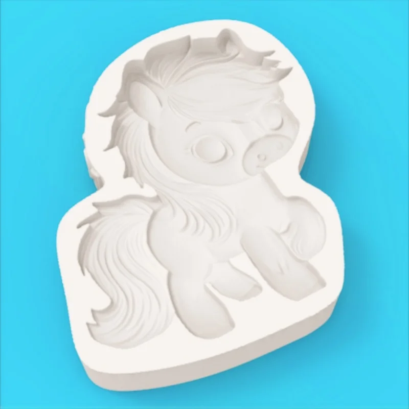 ​ ​ Healing-Themed Little Pony Mold with Big Eyes and Smiling Expression, Silicone Mold for Making Fondant Chocolate - view 4