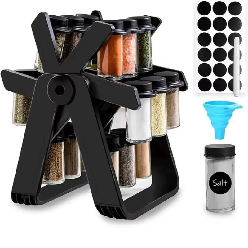 Creative kitchen countertop fragrance rack organizer 360 degree rotating ferris wheel 18 cans fragrance rack set