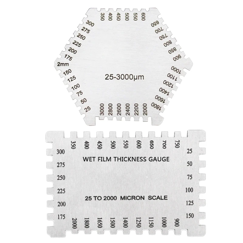 Stainless Steel Hexagonal Wet Film Comb Paint Thickness Gauge Meter for Architectural Coatings Measure 25-3000um