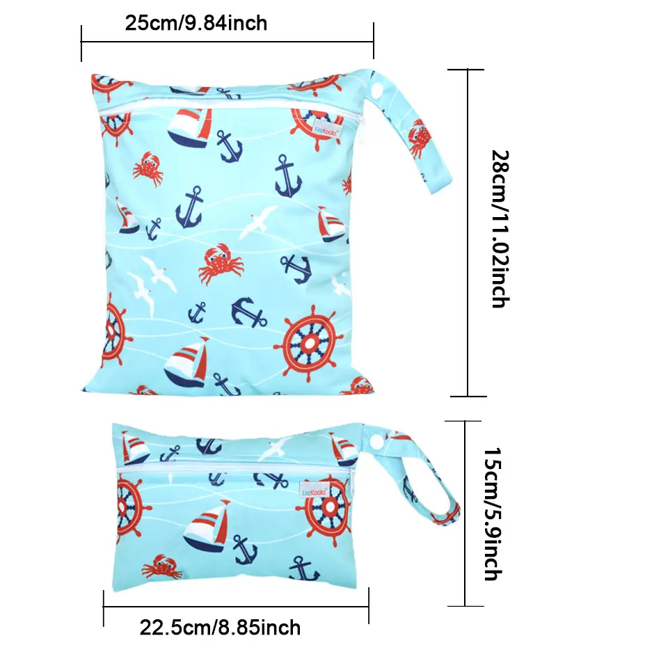 EezKoala 2pcs/SET WET BAG Cloth Diaper Dry Bags Waterproof Reusable Travel Beach Pool Daycare Soiled Baby Items Yoga Gym Bag