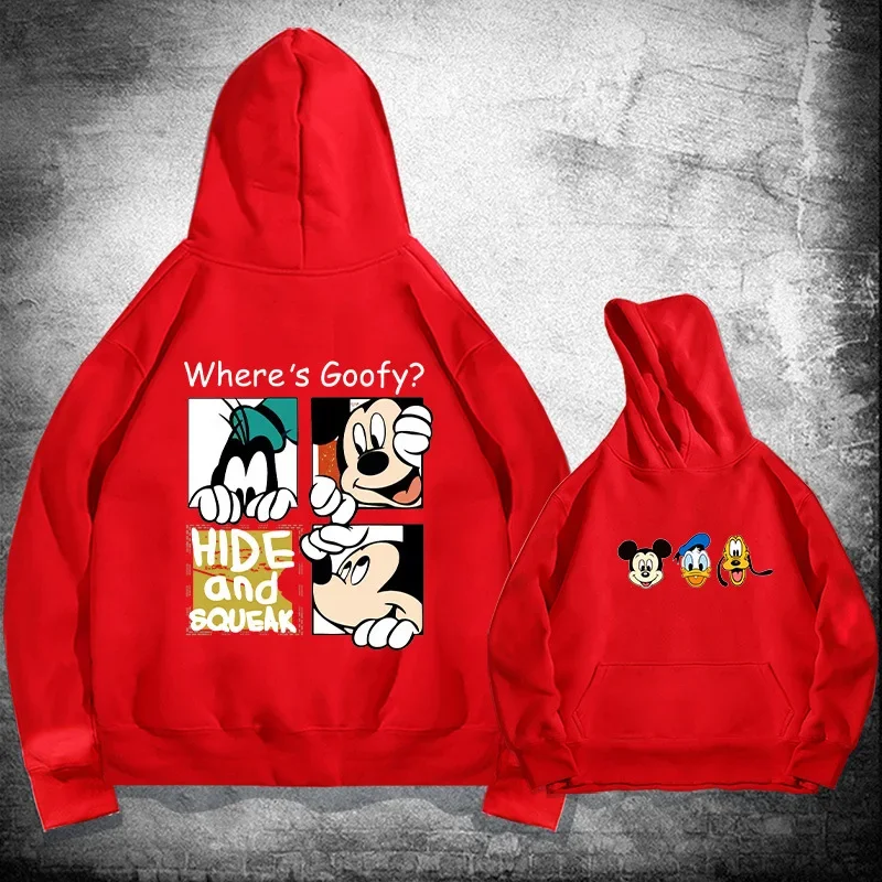 Disney mickey mouse moletom com capuz para homens e mulheres da mesma marca maré juventude ombros soltos mangas compridas topo