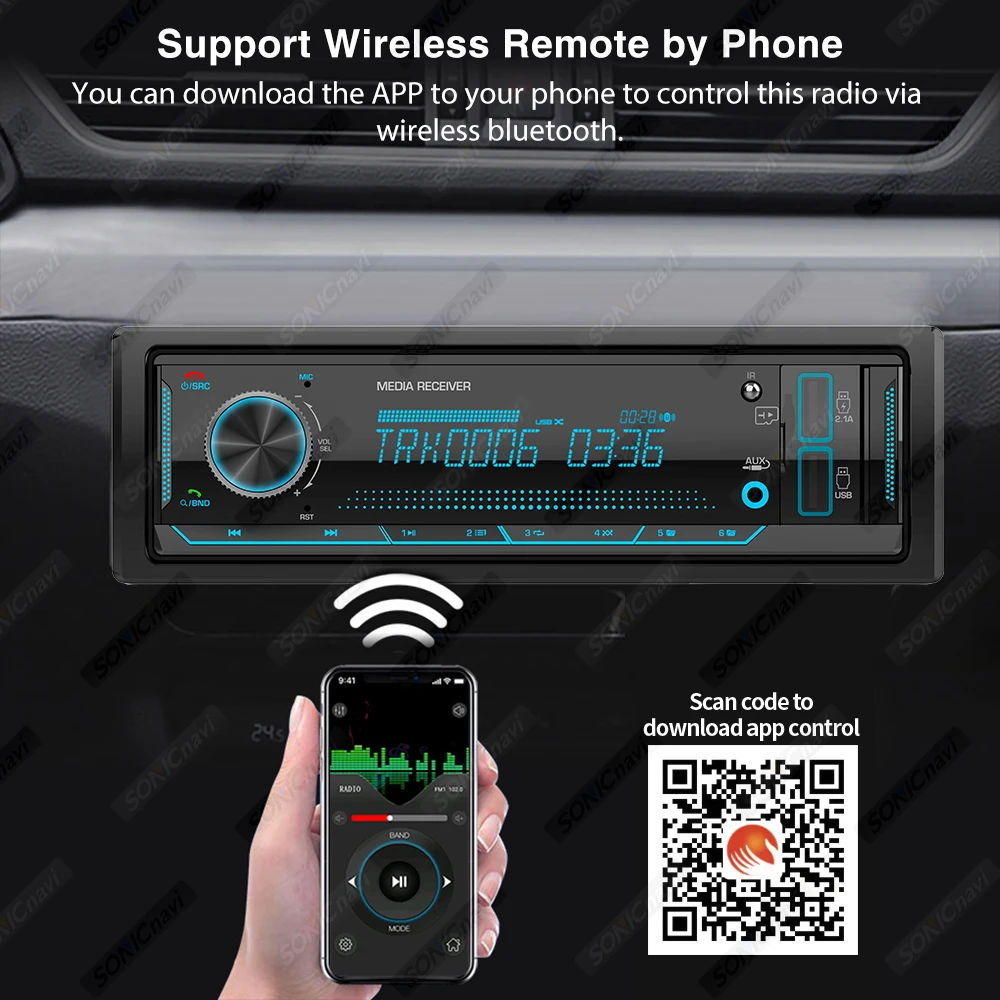 Radio samochodowe AKAMATE 1Din odtwarzacz MP3 Audio Multimedia Radio FM Bluetooth EQ Tuner z wyświetlaczami LCD obsługuje karty AUX USB TF