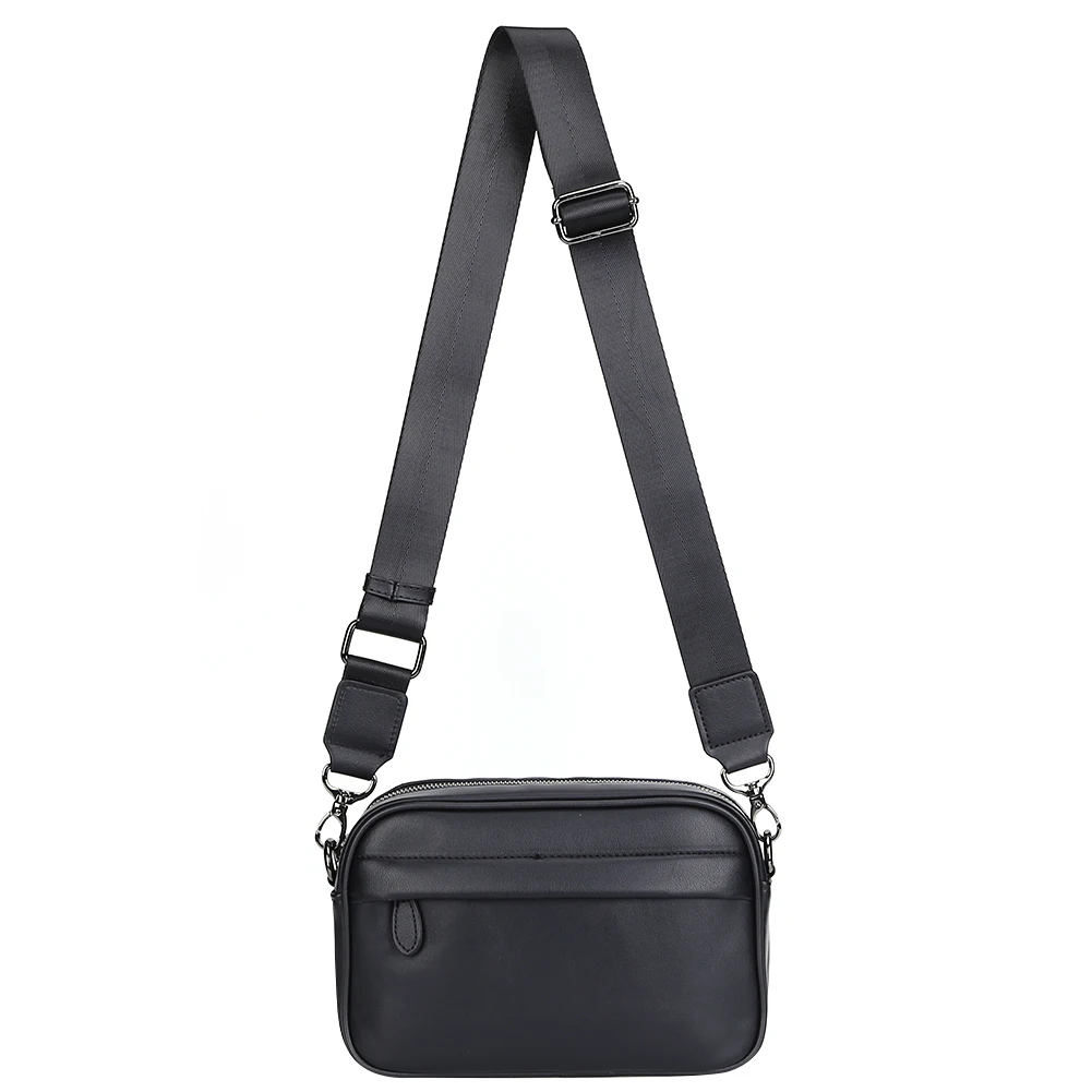 Casual Business Shoulder Bag for Men PU Leather Messenger Bag Wide Strap Crossbody Bags Classic Plaid Designer Male Sling Bags