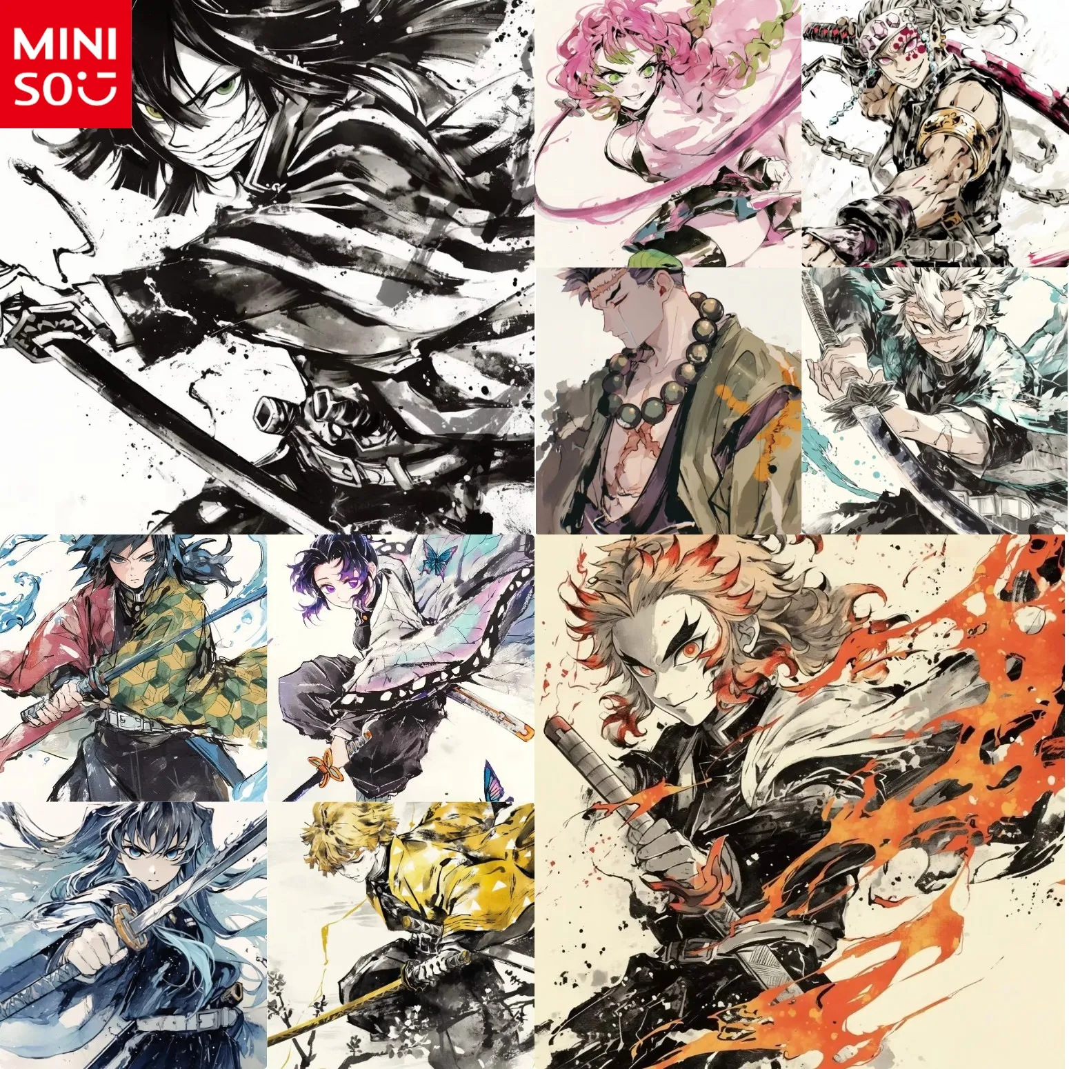 

MINISO Oil Painting By Numbers Demon Slayer Tomioka Giyuu wall art home living room bedroom bar aesthetic decoration Frameless