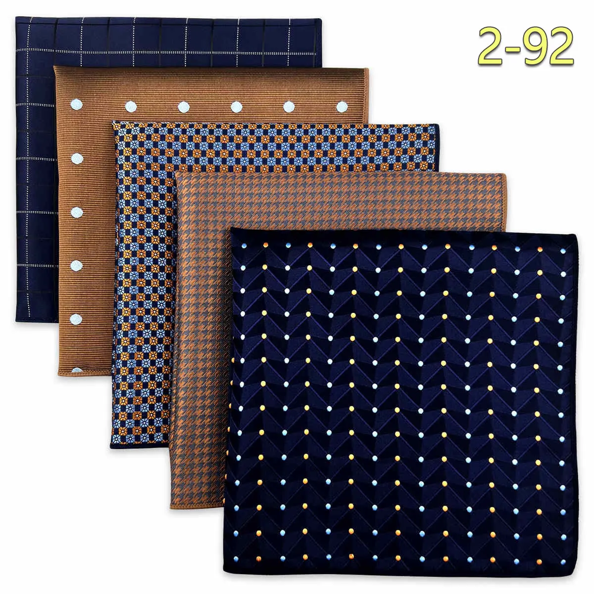5 Pack Set Men's Pocket Square Handkerchief, Assorted Designs